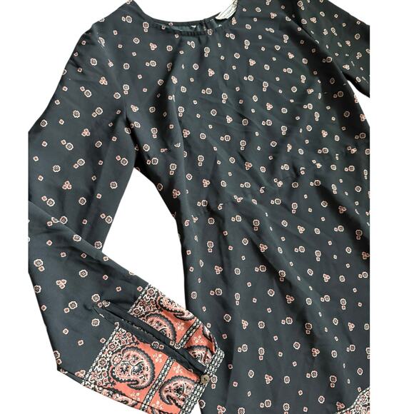 Abercrombie & Fitch Boho Paisley‎ & Floral Long Sleeve Shift Dress Size Small - Picture 7 of 9